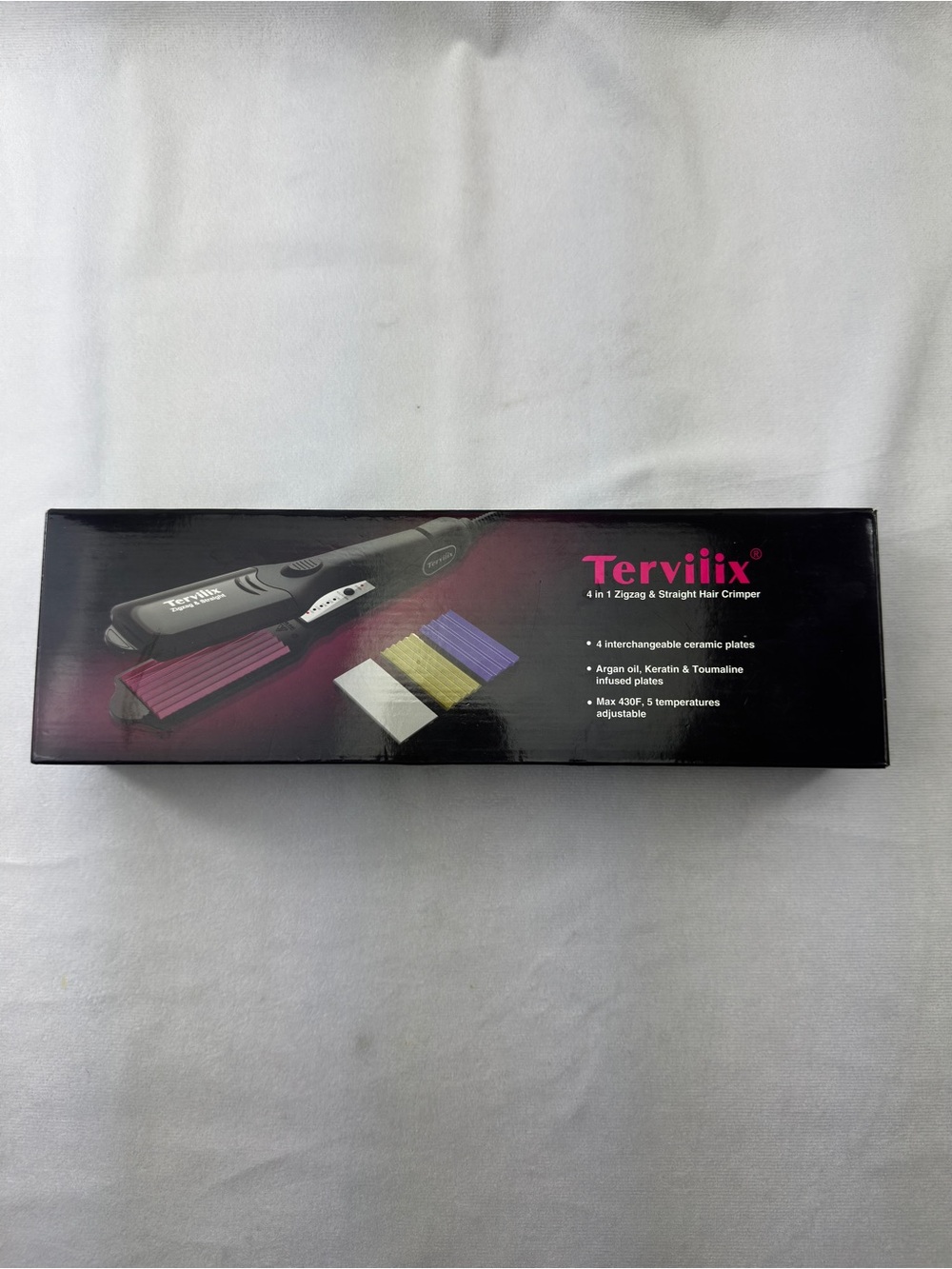 Tervilix 4 In 1 Zigzag & Straight Hair Crimper Iron Womens Brand New Gift Box